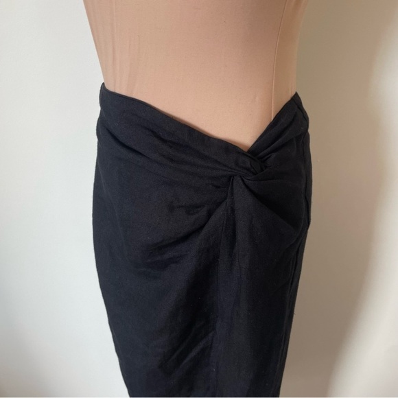 Casa | Raki Gaby Black Linen Knot Front Side Slit Midi Skirt EUC Size Medium - Picture 9 of 12